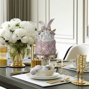 Regency 13.5 Inch Resin Easter Cake Bunny Ears Pedestal Spring Decoration